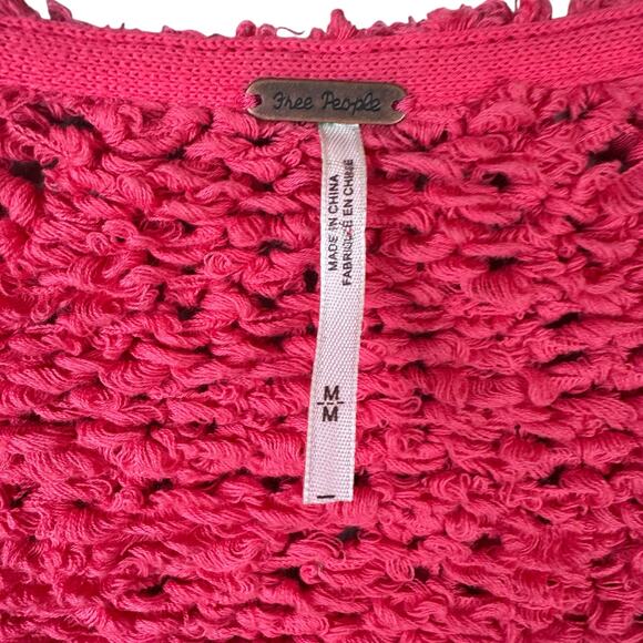 Free People Sand Dune Pullover Coral Pink V-Neck Long Bell Sleeve Fuzzy Sweater - Picture 11 of 12